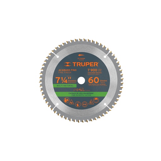 [103035] Disco sierra 7-1/4' multimaterial, 60 dientes centro 5/8' ST-760MM