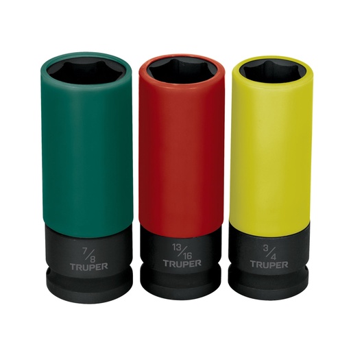 [100941] Juego 3 dados largos 1/2' impacto protección plástica 6p std JDI-1/2X3LP