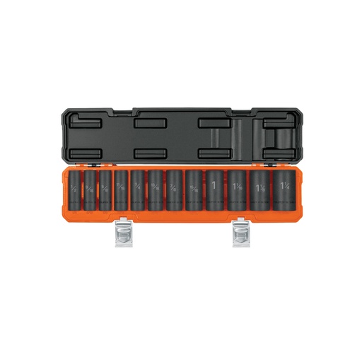 [100945] Juego de 12 dados largos cuadro 1/2' de impacto 6 puntas std JDI-1/2X12HL