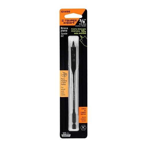 [101498] Broca plana de manita 3/8' para madera, TRUPER EXPERT BPX-3/8