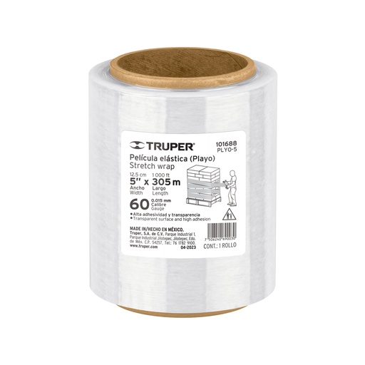 [101688] Rollo de 305m película plástica transparente playo, 5' cal60 PLYO-5
