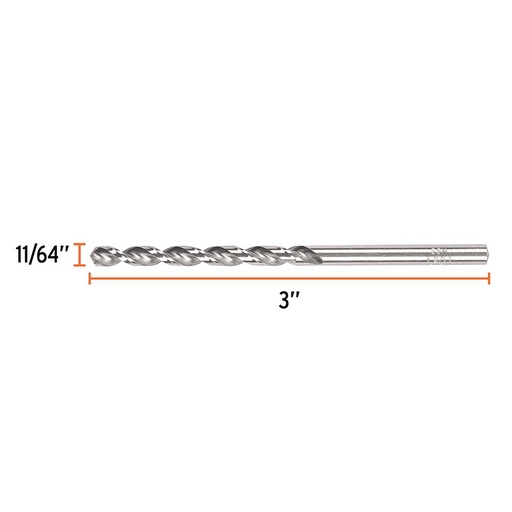 [102187] Broca HSS 11/64' Trusilver para metal, Truper BAV-11/64-S