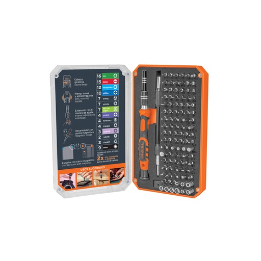 [102398] Desarmador de precisión con 106 puntas intercambiables JOY-106