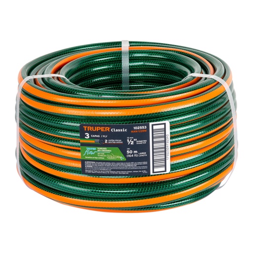 [102553] Metro de manguera 1/2' 3 capas en rollo de 50 m, TRUPER MAN-1/2RM