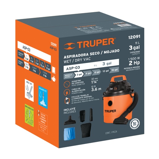 [103124] Caja de empaque de repuesto para ASP-03, TRUPER CJ-ASP-03