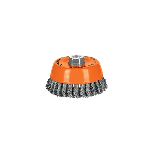 [11542] Carda copa 5' alambre trenzado grueso, eje 5/8'-11, TRUPER CT-612X