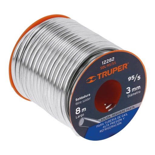 [12282] Soldadura 95/5 para tubería de gas, 450 g, TRUPER SOLDAKLIN SOL-345K