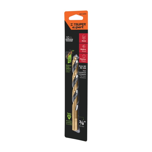[12748] Broca HSS 3/8' Trugold para metal en blíster, Expert BAV-3/8-B
