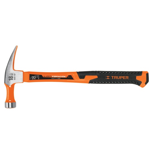 [10761] Martillo 18 oz uña recta, mango fibra de vidrio, TRUPER MAR-18F