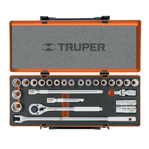 [13938] Juego de 25 herramientas cuadro 1/2' std y mm para mecánico JD-1/2X26MP