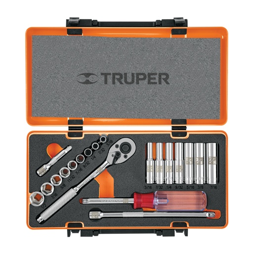 [13980] Juego de 20 herramientas cuadro 1/4' std para mecánico JD-1/4X21P