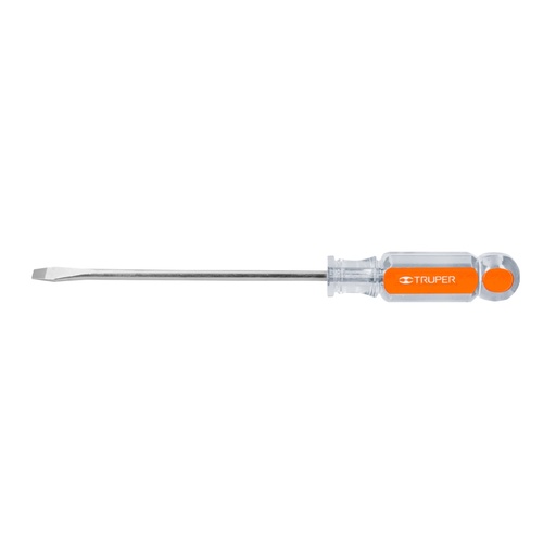 [13999] Desarmador plano 1/4' x 6' mango de acetato, TRUPER DR-1/4X6