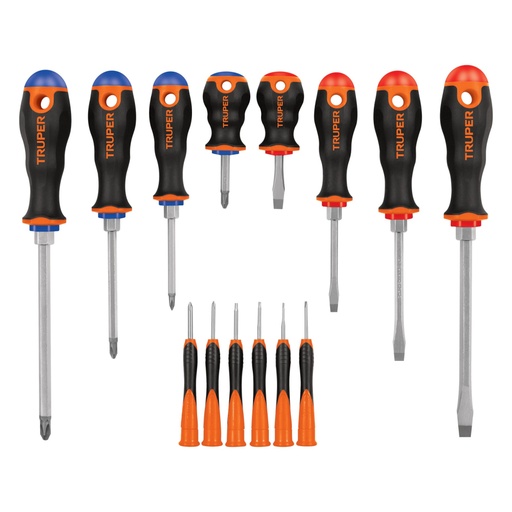 [14197] Juego de 8 desarmadores mango Comfort Grip y 6 de joyero DTJ-14B