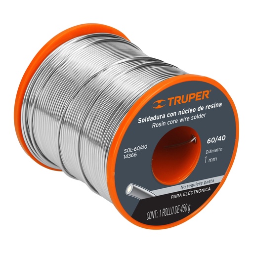 [14366] Soldadura 60/40 para electrónica, 450 g, TRUPER SOLDAFÁCIL SOL-145F