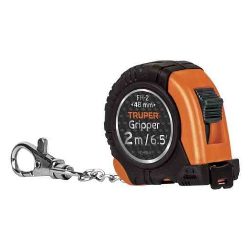 [14602] Flexómetro Gripper de 2 m tipo llavero, cinta 13 mm, Truper FH-2