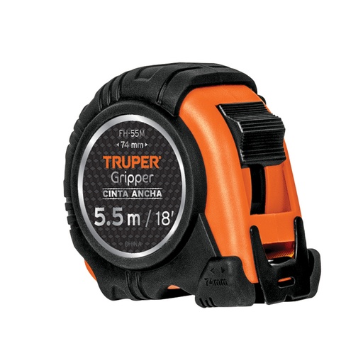[14613] Flexómetro Gripper contra impactos 5.5 m cinta 25 mm, TRUPER FH-55M