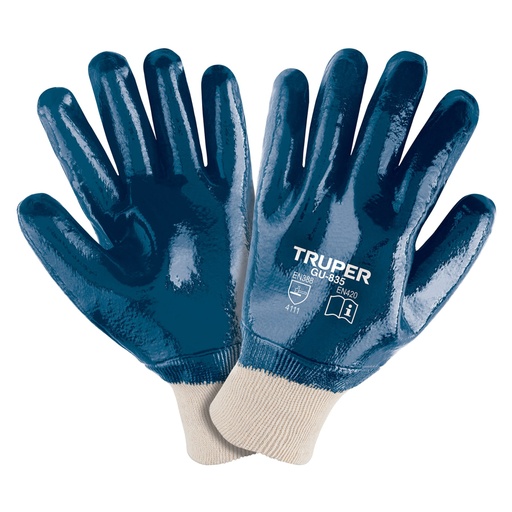 [15244] Guantes de algodón recubiertos de nitrilo puño tejido,TRUPER GU-835