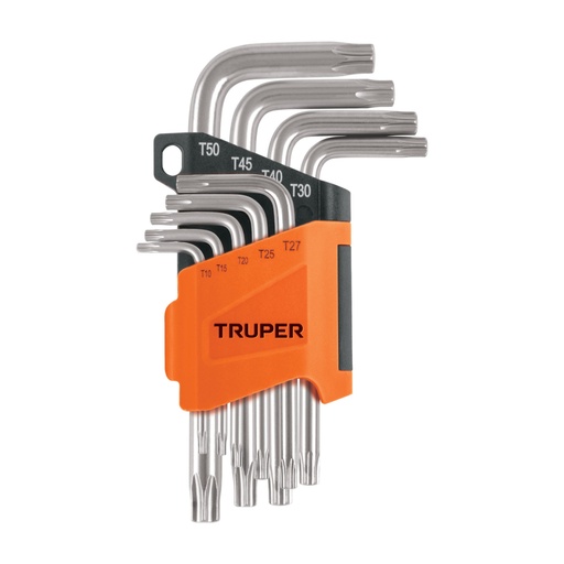 [15554] Juego de 9 llaves torx con organizador abatible, TRUPER TORX-9