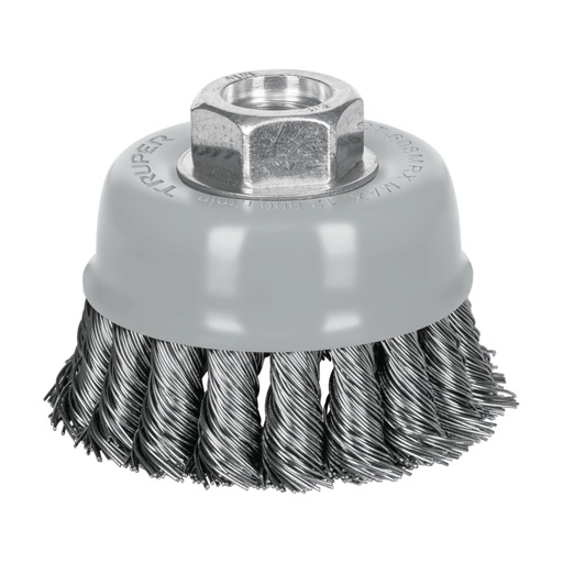 [100854] Carda copa 3' alambre trenzado grueso, Multi-rosca, Truper CT-608MRX